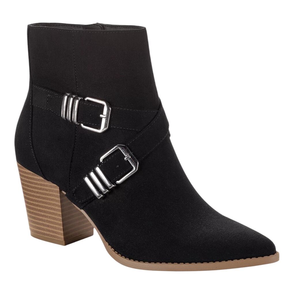 Sun + Stone Women's Elyssaa Pointed Toe Buckle Boots Black Size 5